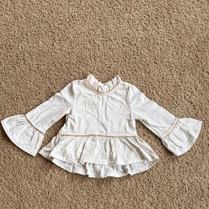 Genuine Kids From OshKosh ivory ruffle neck top, bell sleeve top with gold trim